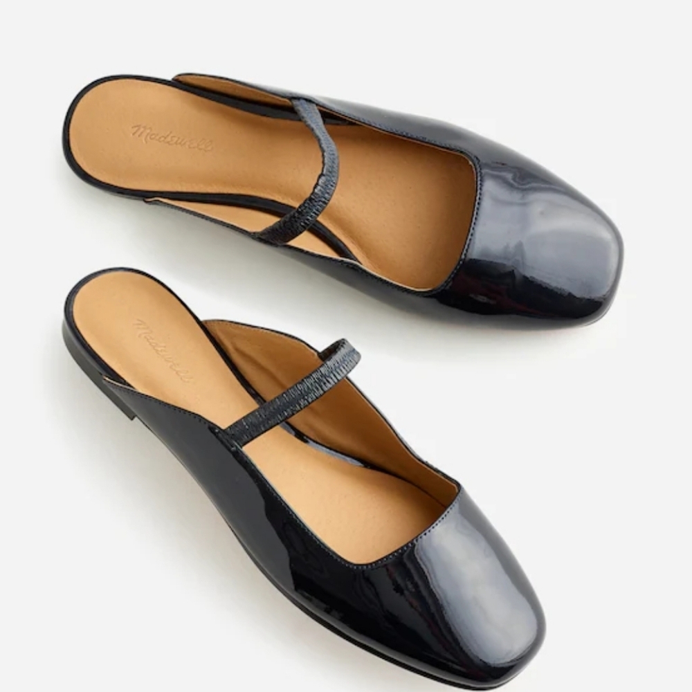 Madewell Black Patent Mary Jane Mules